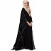 Double layered kaftan abaya with piping at border- Black Double layered kaftan abaya with piping at border- Black